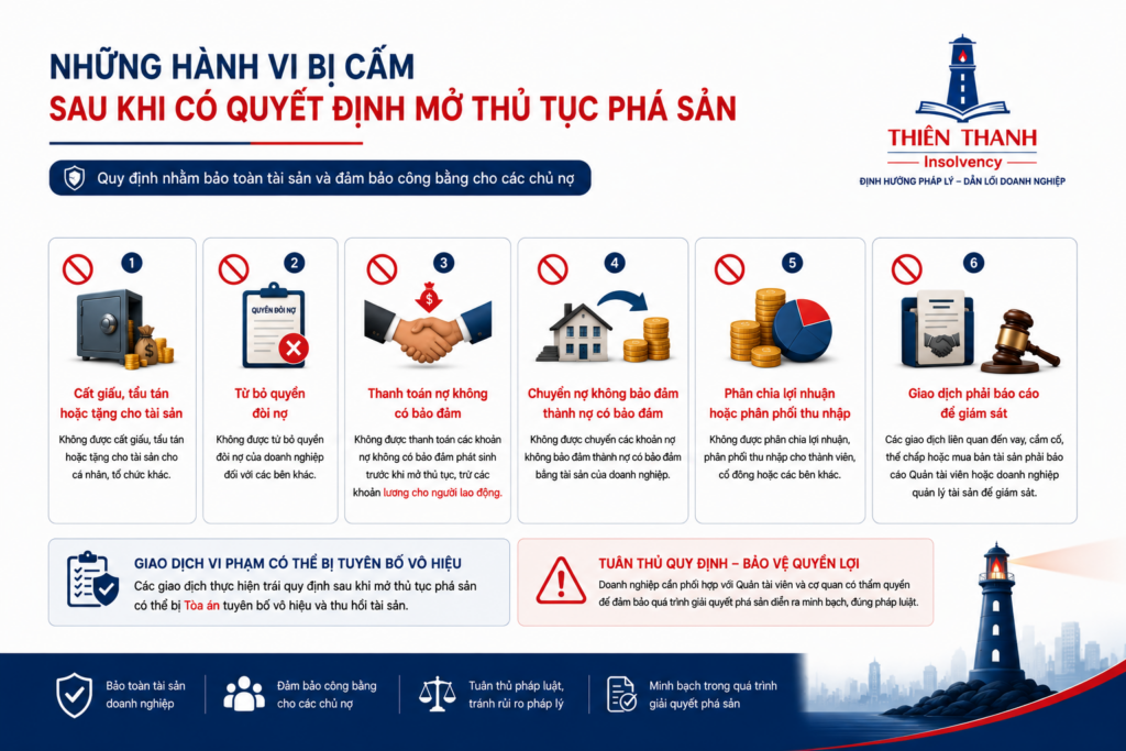 Những Hành Vi Bị Cấm Sau Khi Có Quyết Định Mở Thủ Tục Phá Sản
