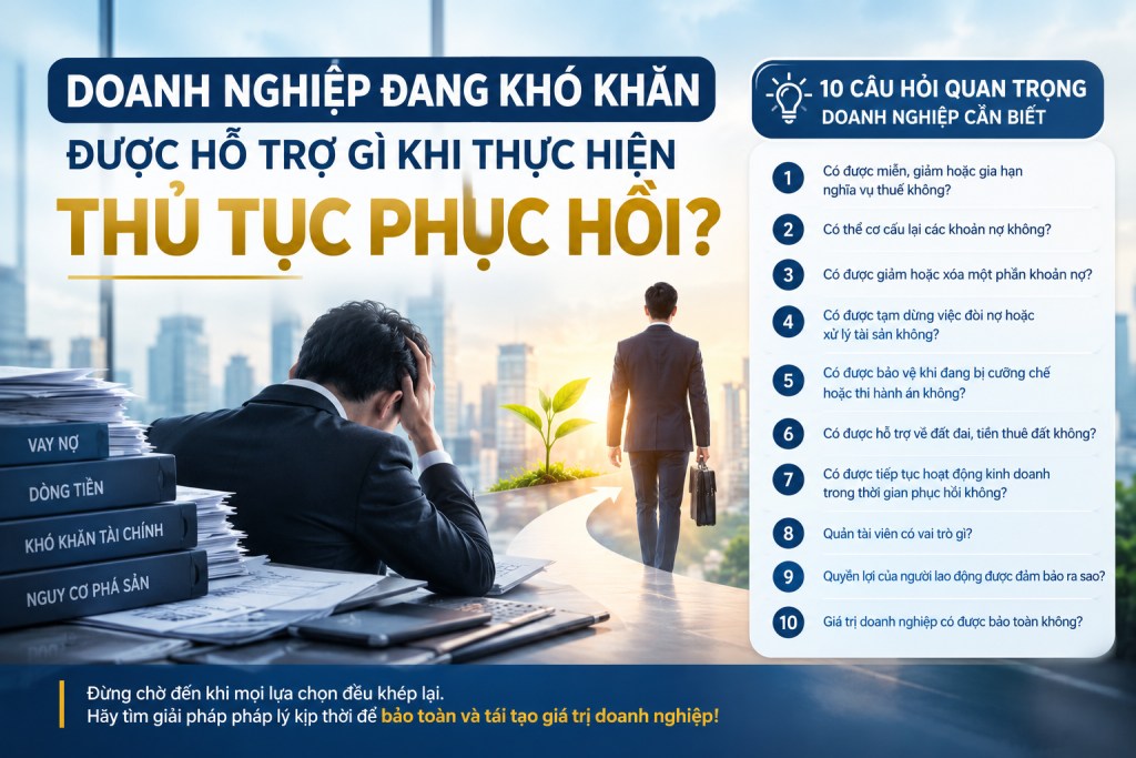 DOANH NGHIỆP ĐANG KHÓ KHĂN ĐƯỢC HỖ TRỢ GÌ KHI THỰC HIỆN THỦ TỤC PHỤC HỒI?